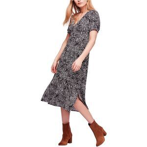 Free People Womens Looking for Love Midi Dress, blackcombo, 6